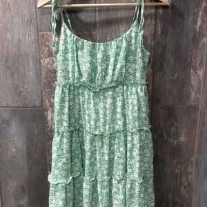 Elegant Green Floral Dress